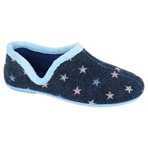 Sleepers Womens/Ladies Aria Star Motif Knitted Slippers / Navy Blue